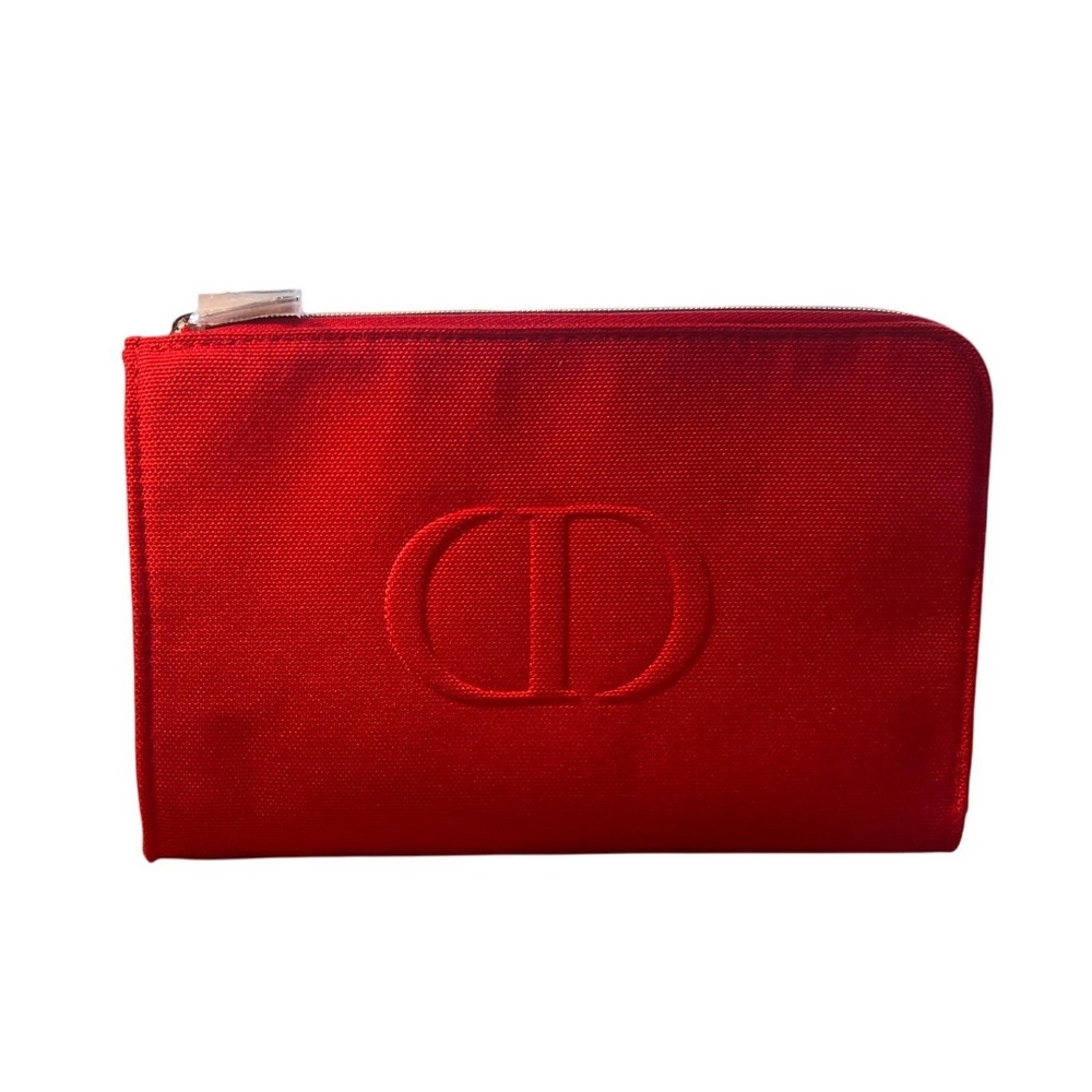 Dior Red Canvas Makeup Case Cosmetic Brushes Pouch New in Box - Picture 7 of 7